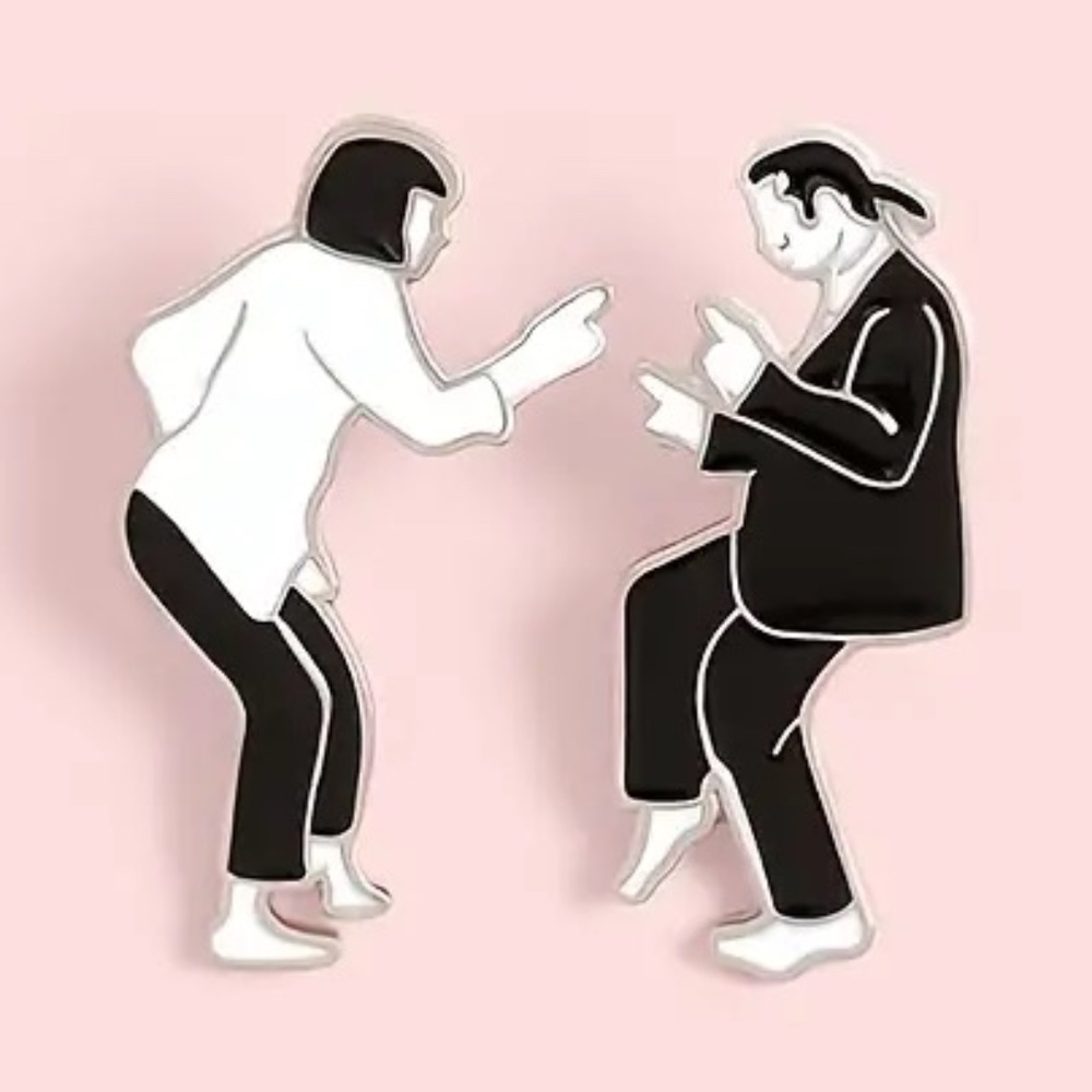 PULP FICTION MIA AND VINCENT DO THE TWIST SET OF ENAMEL LAPEL PINS BROOCH NWT